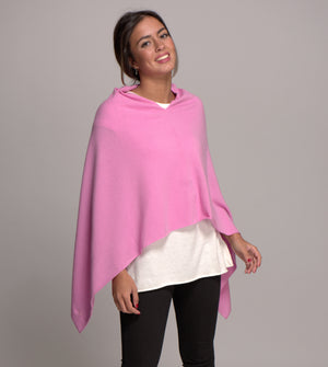 asymmetric cashmere poncho pink