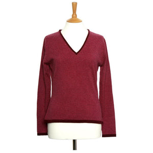 Women's Striped Cashmere Jumper Plum and Pink