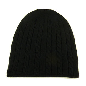Luxury Cashmere Cable Knit Hat Black