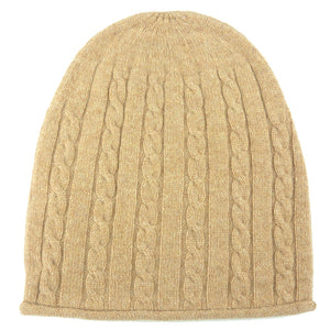 Luxury Cashmere Cable Knit Hat Vicuna