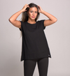 cap sleeve top black cashmere cotton and silk