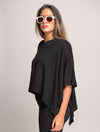V Neck Cashmere Blended Poncho Black