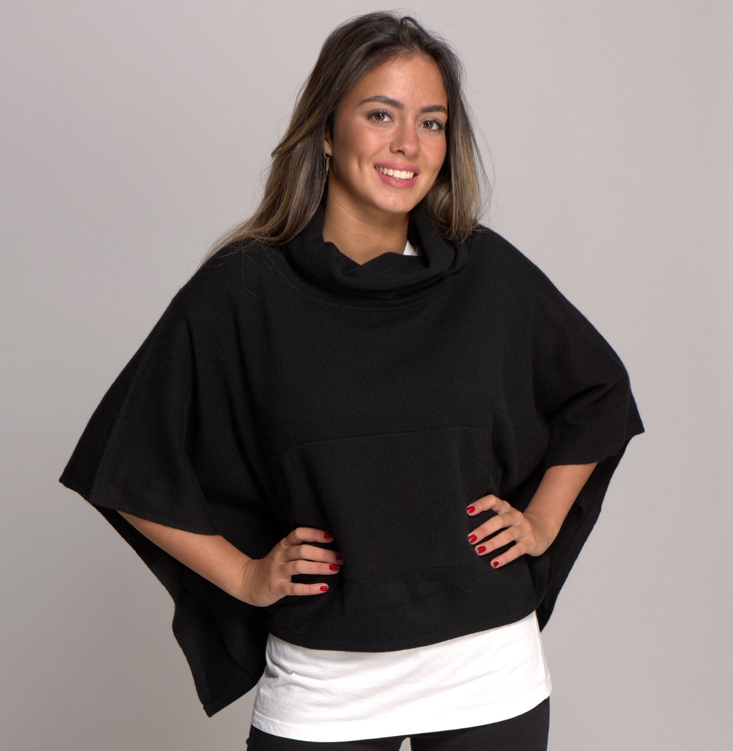 Cashmere cowl neck poncho hotsell