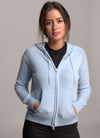Cashmere Hoody with Zip Powder Blue