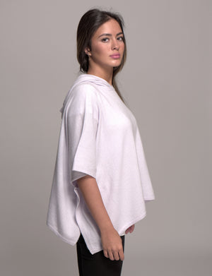 hooded cashmere poncho silver lilac