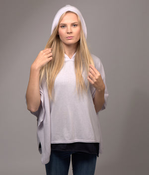 hooded cashmere poncho silver lilac