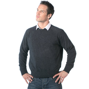 men's crew neck cashmere sweaters charcoal