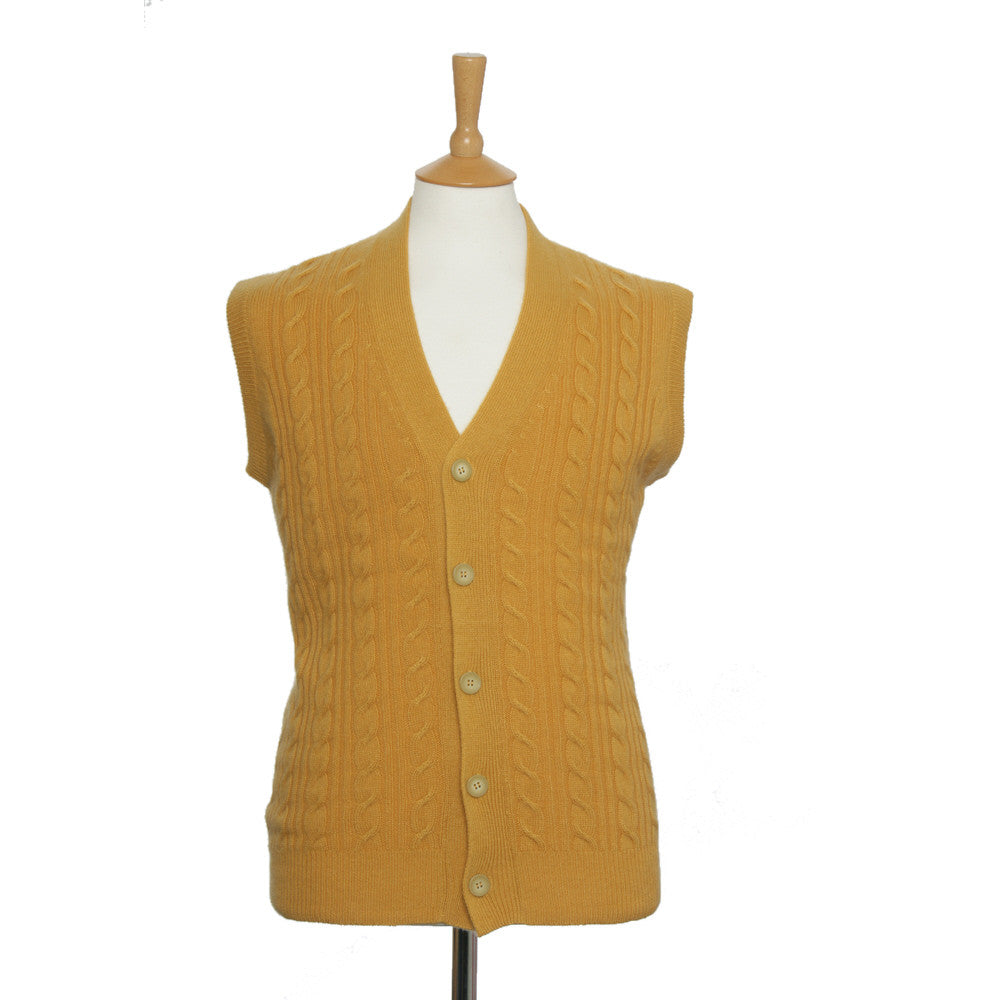 Mustard sleeveless cardigan sale