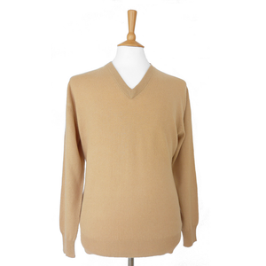 men's v neck cashmere jumper camel