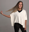 V Neck Cashmere Blended Poncho Snow