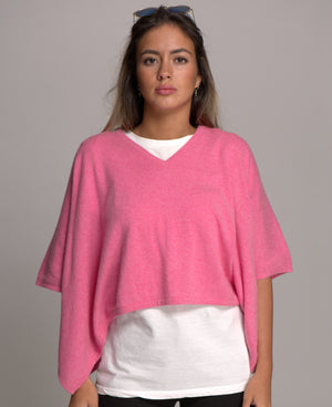 Cashmere V Neck Ponchos Pink