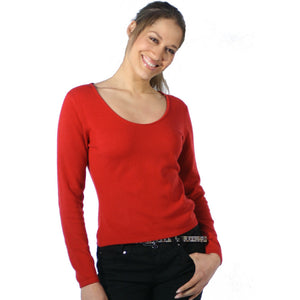 Scoop Neck Cashmere Jumpers Red