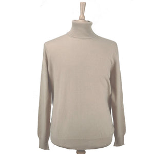 men's cashmere polo neck jumper fawn