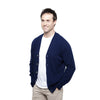 men's v neck cashmere cardigan navy blue