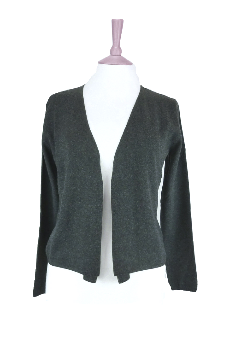 open drape cashmere cardigan in charcoal