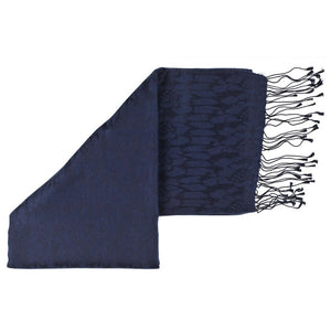 Paw Print Design Pashmina Shawl Mariner Blue