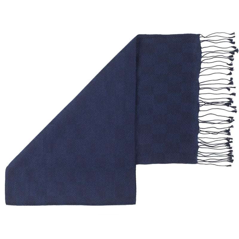 Pashmina Scarves with Checkered Patterning Mariner Blue