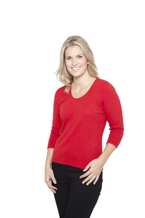 ruched neck cashmere jumper in red admiral