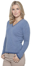 women's striped cashmere sweater blue