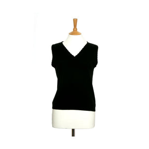 women's v neck vest top black