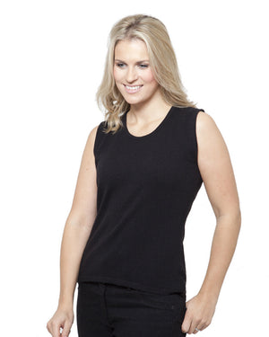 women's cashmere vest top round neck black
