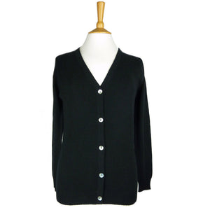 Women's Longer Length Cashmere Cardigans Black