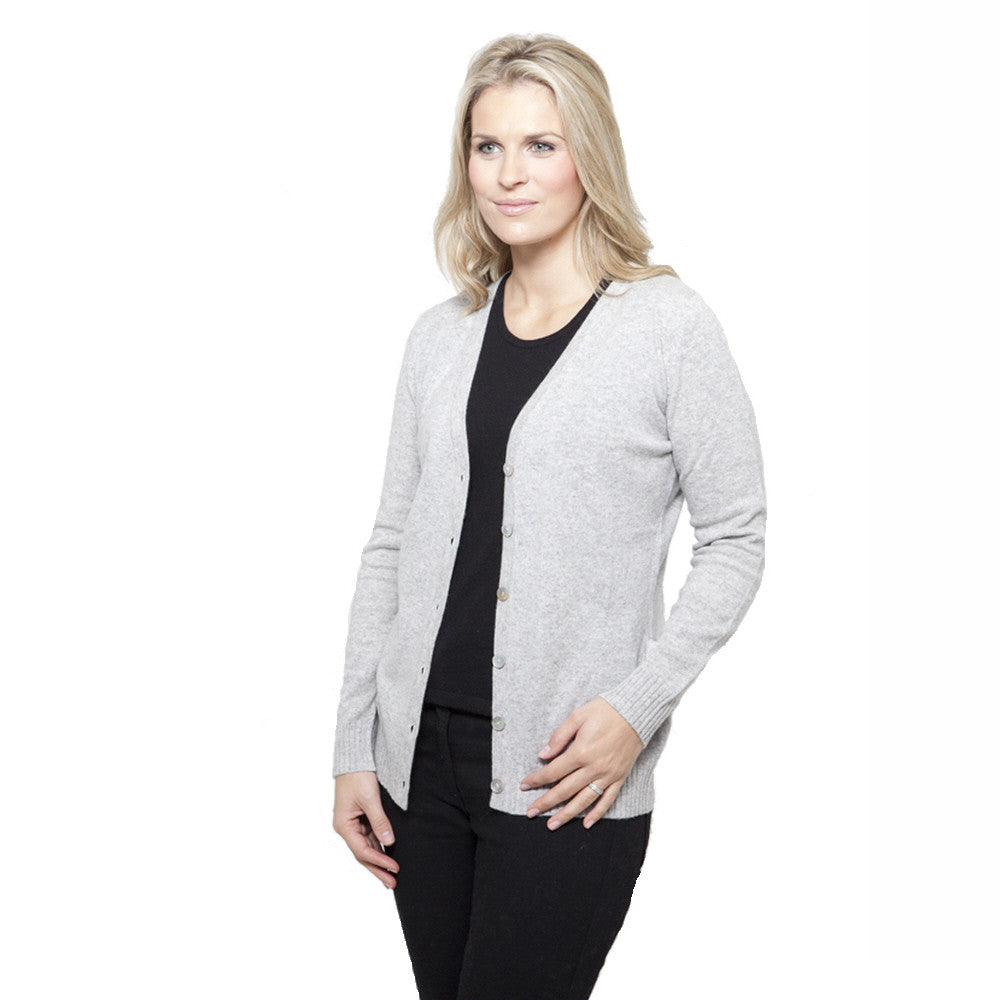 Women's Longer Length Cashmere Cardigans Silver Grey